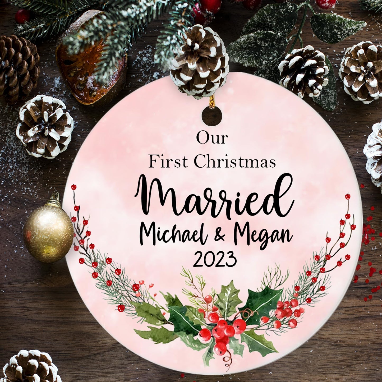 Our First Christmas as Mr. and Mrs. Ornament, Wedding Gifts for Couple Bride and Groom, 1st Christmas Married Ornaments, 2023 Christmas Tree Decoration, Bridal Shower Gift, Newlywed Gift