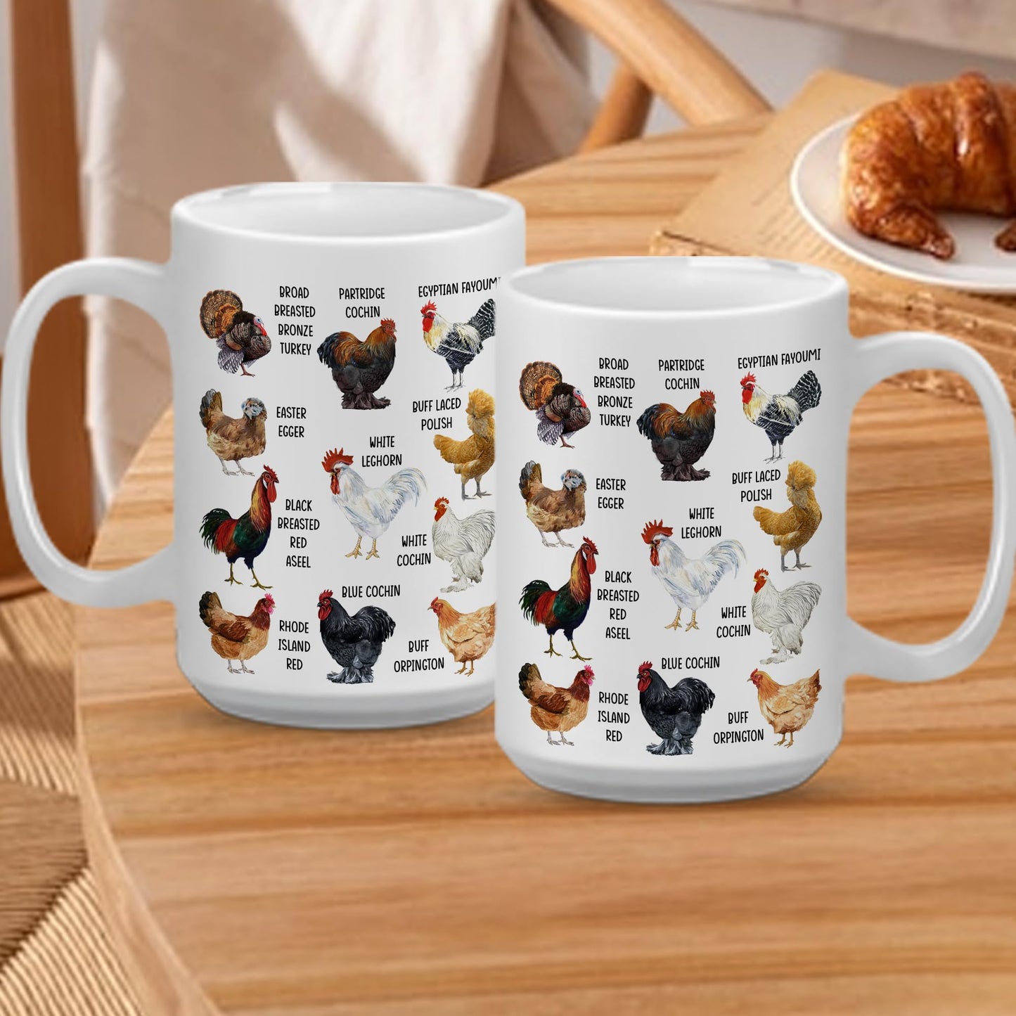 Breeds of Chickens Mug - Chicken Lover Gifts for Women, Chicken Mom Gifts, Chicken Mug Gifts for Chicken Owners, Chicken Coffee Mug with Roosters, Farm Chicken Themed Gifts White Mug 15OZ