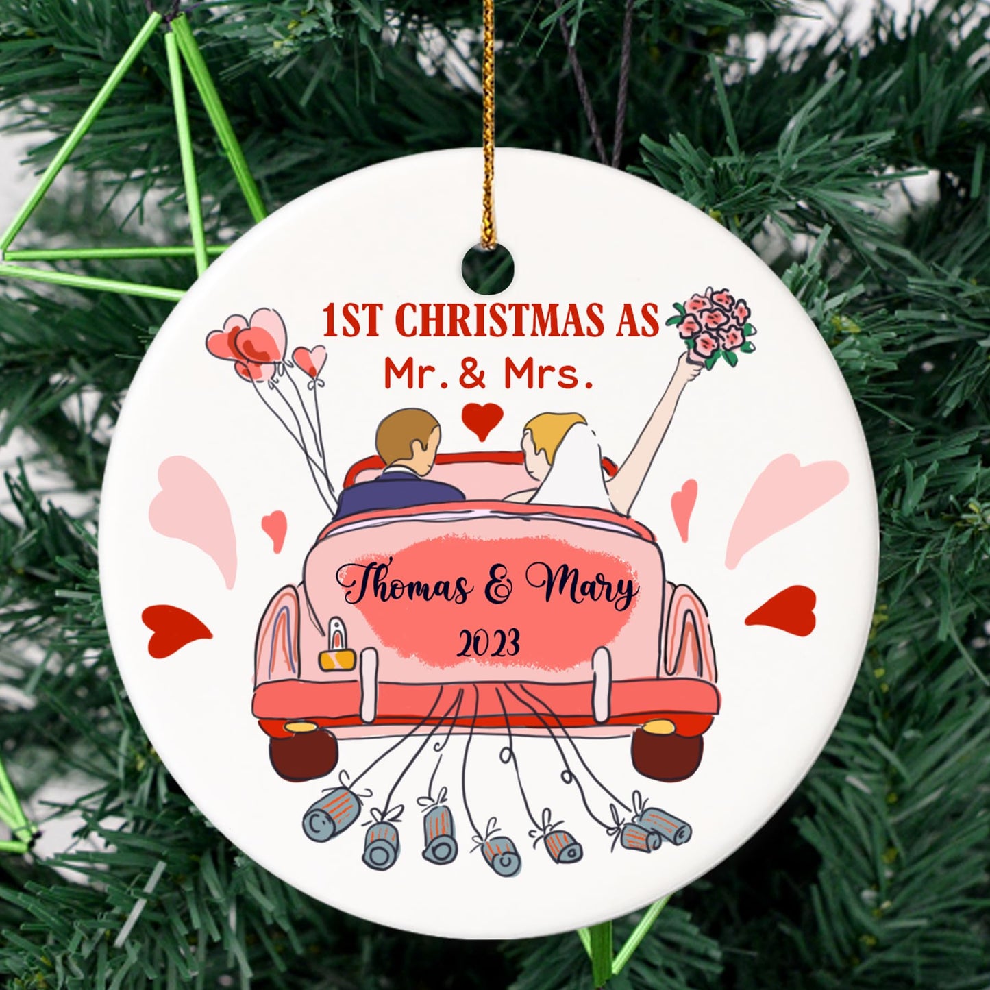 Our First Christmas as Mr. and Mrs. Ornament, Wedding Gifts for Couple Bride and Groom, 1st Christmas Married Ornaments, 2023 Christmas Tree Decoration, Bridal Shower Gift, Newlywed Gift
