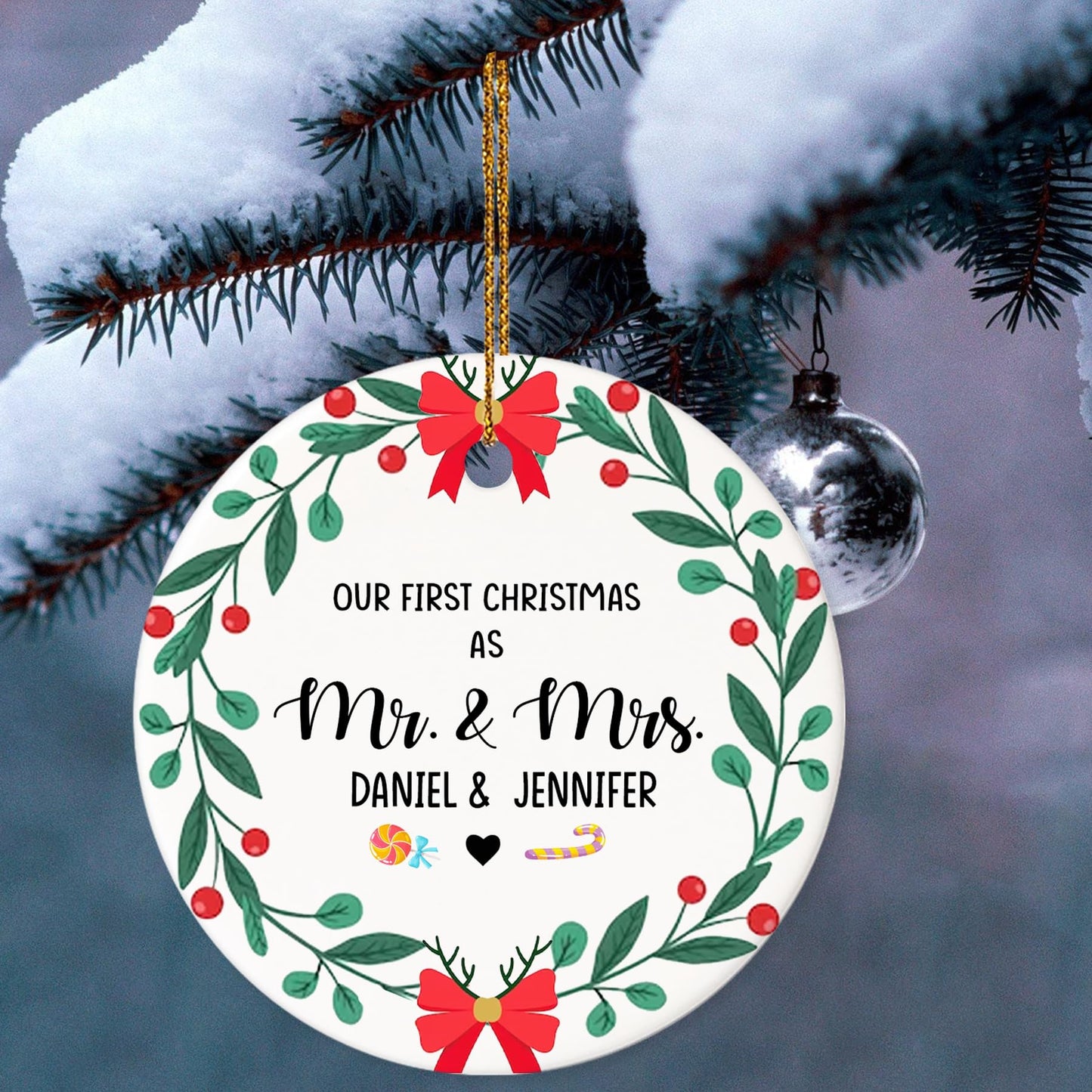 Our First Christmas as Mr. and Mrs. Ornament, Wedding Gifts for Couple Bride and Groom, 1st Christmas Married Ornaments, 2023 Christmas Tree Decoration, Bridal Shower Gift, Newlywed Gift