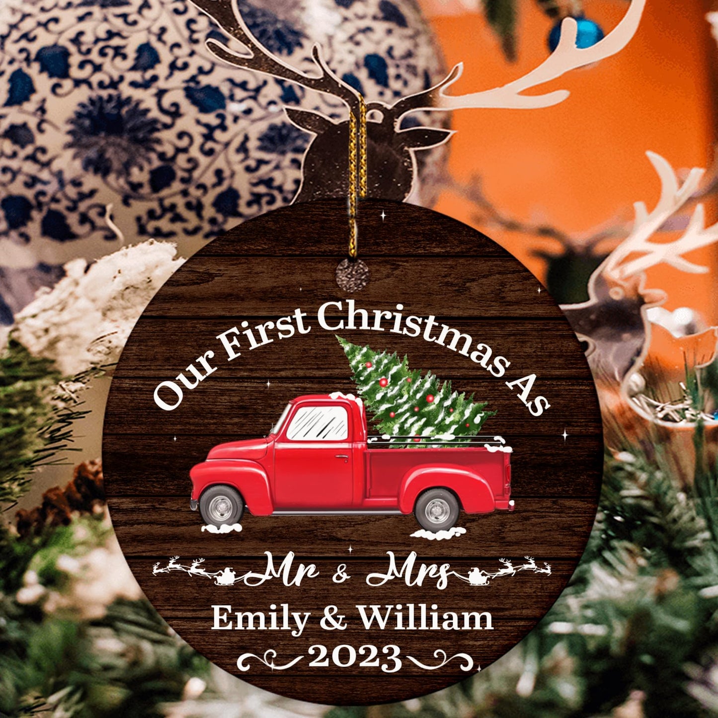 Our First Christmas as Mr. and Mrs. Ornament, Wedding Gifts for Couple Bride and Groom, 1st Christmas Married Ornaments, 2023 Christmas Tree Decoration, Bridal Shower Gift, Newlywed Gift