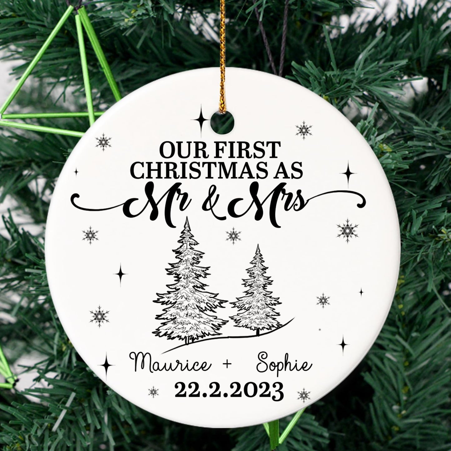Our First Christmas as Mr. and Mrs. Ornament, Wedding Gifts for Couple Bride and Groom, 1st Christmas Married Ornaments, 2023 Christmas Tree Decoration, Bridal Shower Gift, Newlywed Gift