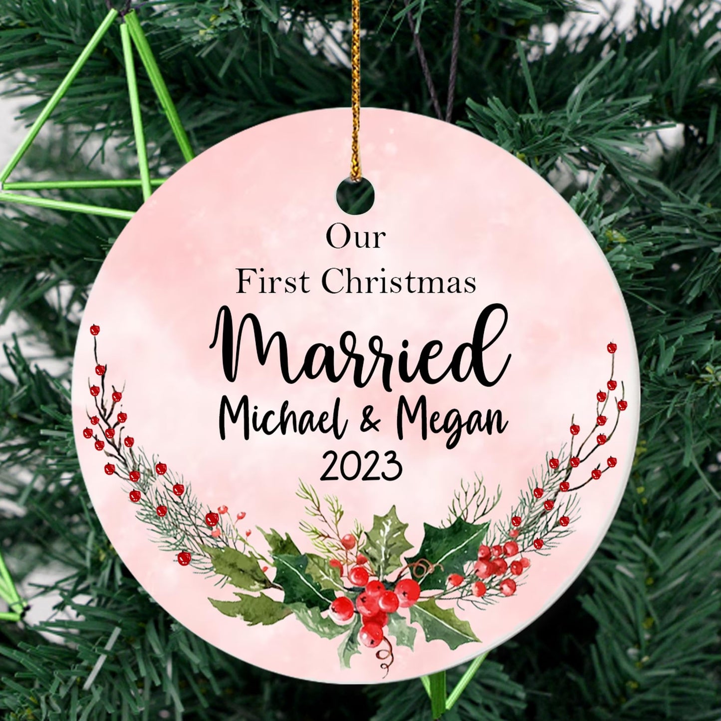 Our First Christmas as Mr. and Mrs. Ornament, Wedding Gifts for Couple Bride and Groom, 1st Christmas Married Ornaments, 2023 Christmas Tree Decoration, Bridal Shower Gift, Newlywed Gift