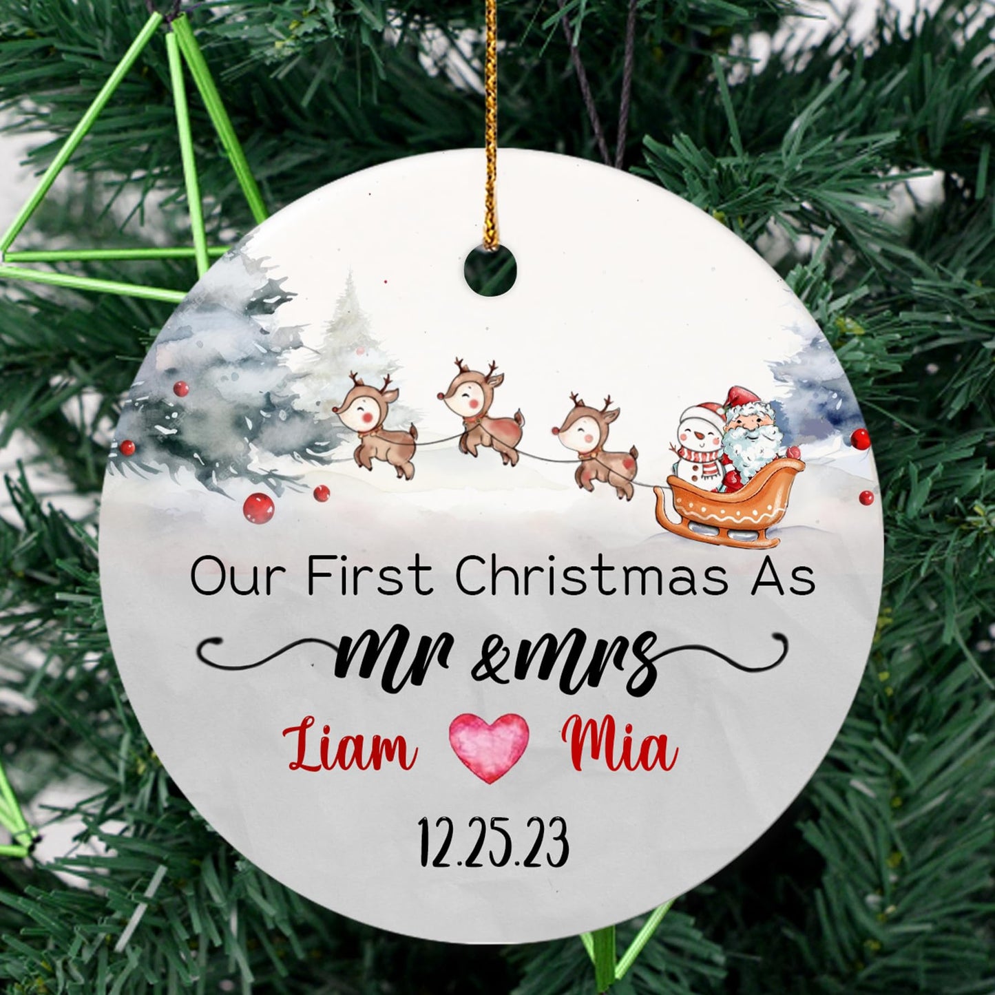 Our First Christmas as Mr. and Mrs. Ornament, Wedding Gifts for Couple Bride and Groom, 1st Christmas Married Ornaments, 2023 Christmas Tree Decoration, Bridal Shower Gift, Newlywed Gift