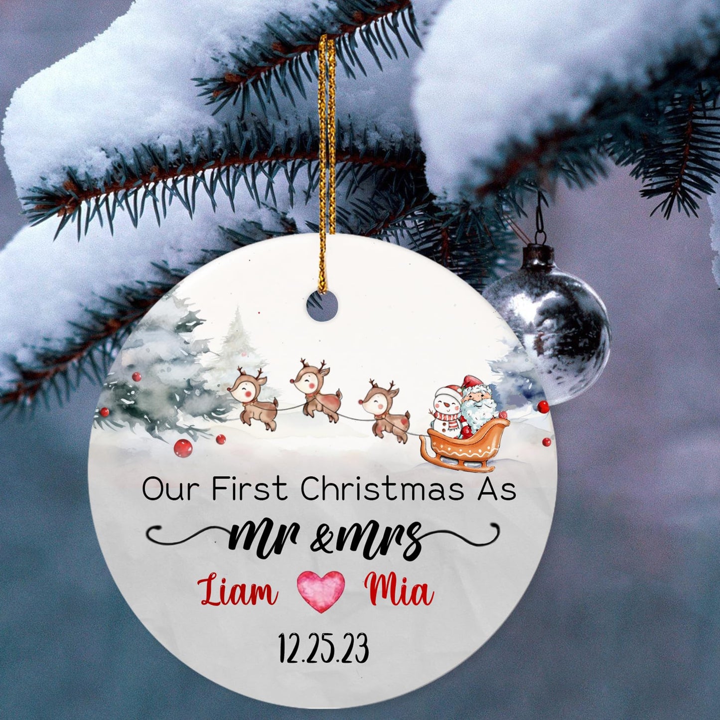 Our First Christmas as Mr. and Mrs. Ornament, Wedding Gifts for Couple Bride and Groom, 1st Christmas Married Ornaments, 2023 Christmas Tree Decoration, Bridal Shower Gift, Newlywed Gift