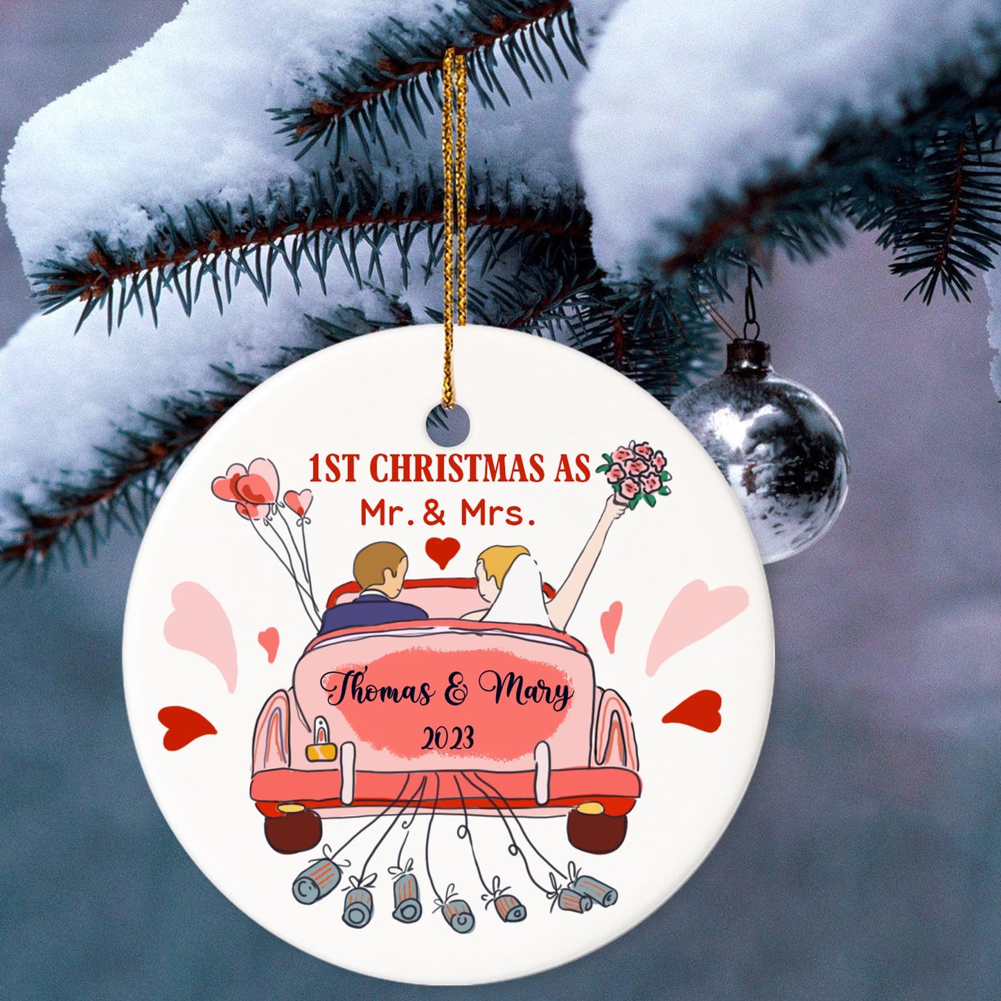 Our First Christmas as Mr. and Mrs. Ornament, Wedding Gifts for Couple Bride and Groom, 1st Christmas Married Ornaments, 2023 Christmas Tree Decoration, Bridal Shower Gift, Newlywed Gift