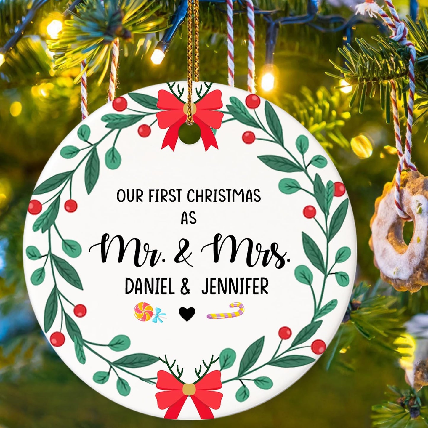 Our First Christmas as Mr. and Mrs. Ornament, Wedding Gifts for Couple Bride and Groom, 1st Christmas Married Ornaments, 2023 Christmas Tree Decoration, Bridal Shower Gift, Newlywed Gift