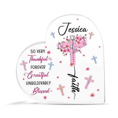 Christian Gifts, Family Religious Gifts for Men Women, Heart-shaped Christian Acrylic Plaque, Christmas Acrylic Plaque, Christian Decorations for Home, Religious Decor, Christian Friend Gifts