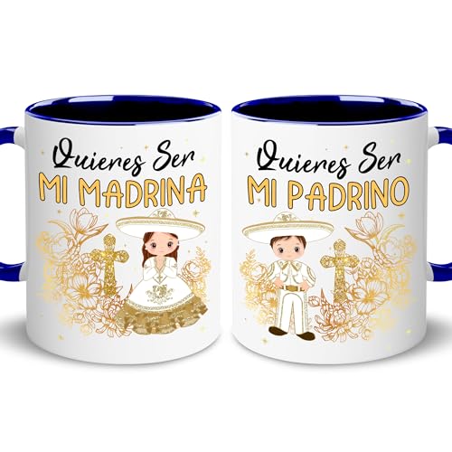 Godparents Proposal Mug Set, Padrino De Bautizo Cup Set, Bautizo Recuerdos Juego De 2 Tazas,God parents Presents Proposal, Quieren Ser Mis Padrinos, Quieres Ser Mi Madrina, Wedding Mug 11OZ