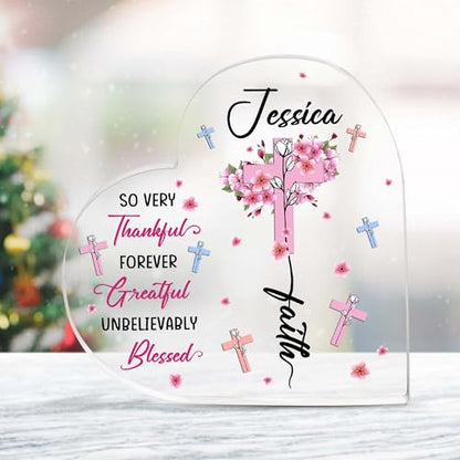 Christian Gifts, Family Religious Gifts for Men Women, Heart-shaped Christian Acrylic Plaque, Christmas Acrylic Plaque, Christian Decorations for Home, Religious Decor, Christian Friend Gifts