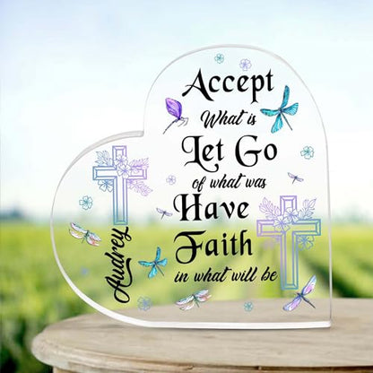 Christian Gifts, Family Religious Gifts for Men Women, Heart-shaped Christian Acrylic Plaque, Christmas Acrylic Plaque, Christian Decorations for Home, Religious Decor, Christian Friend Gifts