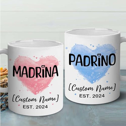 Godparents Proposal Mug Set, Padrino De Bautizo Cup Set, Bautizo Recuerdos Juego De 2 Tazas,God parents Presents Proposal, Quieren Ser Mis Padrinos, Quieres Ser Mi Madrina, Wedding Mug 11OZ