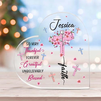 Christian Gifts, Family Religious Gifts for Men Women, Heart-shaped Christian Acrylic Plaque, Christmas Acrylic Plaque, Christian Decorations for Home, Religious Decor, Christian Friend Gifts