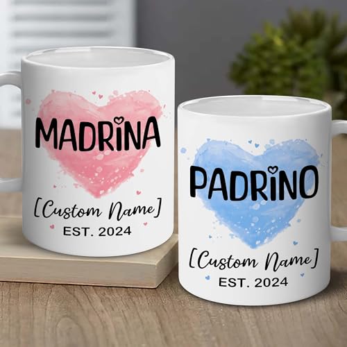 Godparents Proposal Mug Set, Padrino De Bautizo Cup Set, Bautizo Recuerdos Juego De 2 Tazas,God parents Presents Proposal, Quieren Ser Mis Padrinos, Quieres Ser Mi Madrina, Wedding Mug 11OZ