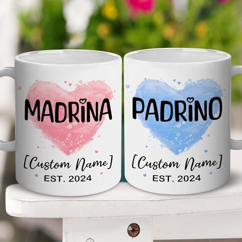 Godparents Proposal Mug Set, Padrino De Bautizo Cup Set, Bautizo Recuerdos Juego De 2 Tazas,God parents Presents Proposal, Quieren Ser Mis Padrinos, Quieres Ser Mi Madrina, Wedding Mug 11OZ