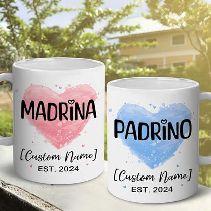 Godparents Proposal Mug Set, Padrino De Bautizo Cup Set, Bautizo Recuerdos Juego De 2 Tazas,God parents Presents Proposal, Quieren Ser Mis Padrinos, Quieres Ser Mi Madrina, Wedding Mug 11OZ