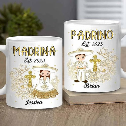 Godparents Proposal Mug Set, Padrino De Bautizo Cup Set, Bautizo Recuerdos Juego De 2 Tazas,God parents Presents Proposal, Quieren Ser Mis Padrinos, Quieres Ser Mi Madrina, Wedding Mug 11OZ