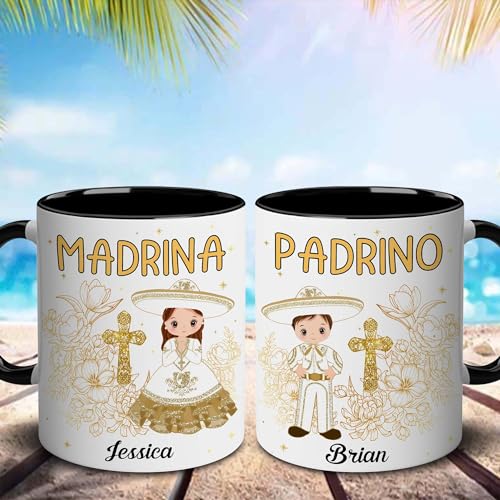 Godparents Proposal Mug Set, Padrino De Bautizo Cup Set, Bautizo Recuerdos Juego De 2 Tazas,God parents Presents Proposal, Quieren Ser Mis Padrinos, Quieres Ser Mi Madrina, Wedding Mug 11OZ