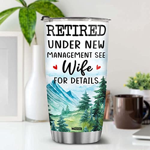 Retired Tumbler Retired Under New Management See Grandkids For Details Tumbler Funny Happy Retirement Gift For Grandma Women From Grandkids On Mothers Day Birthday Anniversary Christmas
