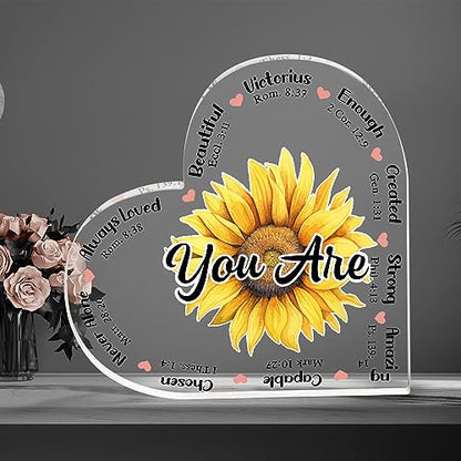 Christian Gifts, Family Religious Gifts for Men Women, Heart-shaped Christian Acrylic Plaque, Christmas Acrylic Plaque, Christian Decorations for Home, Religious Decor, Christian Friend Gifts