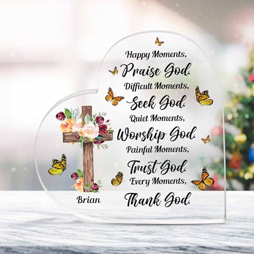 Christian Gifts, Family Religious Gifts for Men Women, Heart-shaped Christian Acrylic Plaque, Christmas Acrylic Plaque, Christian Decorations for Home, Religious Decor, Christian Friend Gifts
