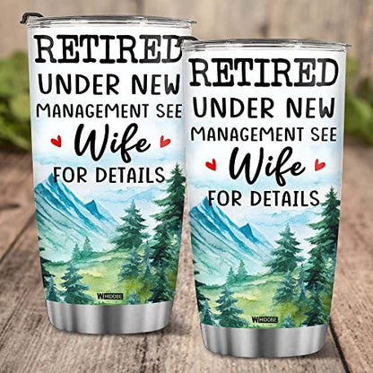 Retired Tumbler Retired Under New Management See Grandkids For Details Tumbler Funny Happy Retirement Gift For Grandma Women From Grandkids On Mothers Day Birthday Anniversary Christmas