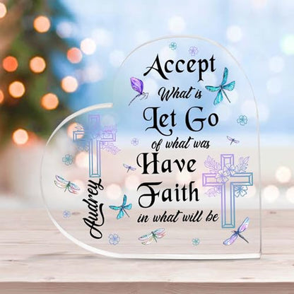 Christian Gifts, Family Religious Gifts for Men Women, Heart-shaped Christian Acrylic Plaque, Christmas Acrylic Plaque, Christian Decorations for Home, Religious Decor, Christian Friend Gifts