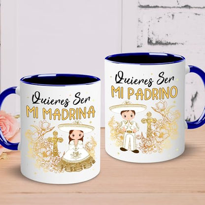 Godparents Proposal Mug Set, Padrino De Bautizo Cup Set, Bautizo Recuerdos Juego De 2 Tazas,God parents Presents Proposal, Quieren Ser Mis Padrinos, Quieres Ser Mi Madrina, Wedding Mug 11OZ