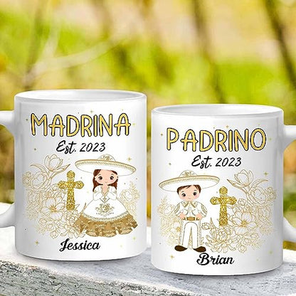 Godparents Proposal Mug Set, Padrino De Bautizo Cup Set, Bautizo Recuerdos Juego De 2 Tazas,God parents Presents Proposal, Quieren Ser Mis Padrinos, Quieres Ser Mi Madrina, Wedding Mug 11OZ