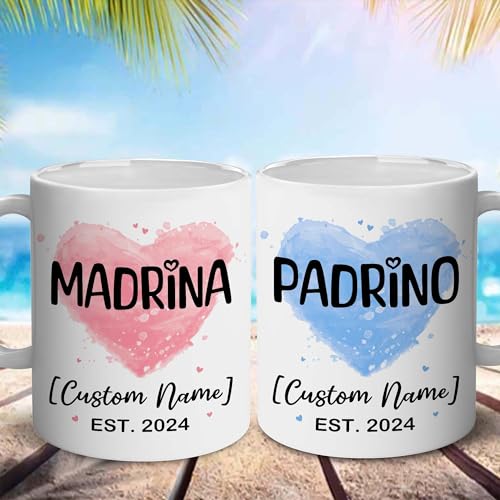 Godparents Proposal Mug Set, Padrino De Bautizo Cup Set, Bautizo Recuerdos Juego De 2 Tazas,God parents Presents Proposal, Quieren Ser Mis Padrinos, Quieres Ser Mi Madrina, Wedding Mug 11OZ