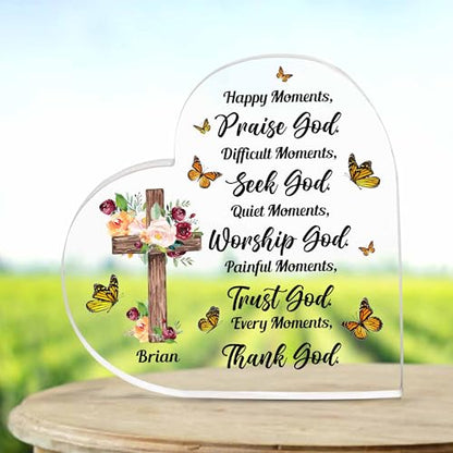 Christian Gifts, Family Religious Gifts for Men Women, Heart-shaped Christian Acrylic Plaque, Christmas Acrylic Plaque, Christian Decorations for Home, Religious Decor, Christian Friend Gifts
