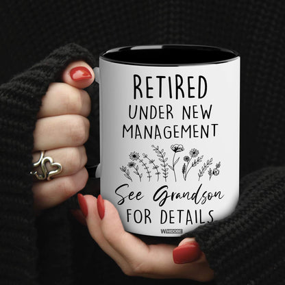 Retirement Gifts for Women, Retirement Gifts for Grandma, Woman, Mom, Coworker, Retired Mug Retired Under New Management See Grandkids For Details Mug For Mothers Day Birthday Christmas 11OZ