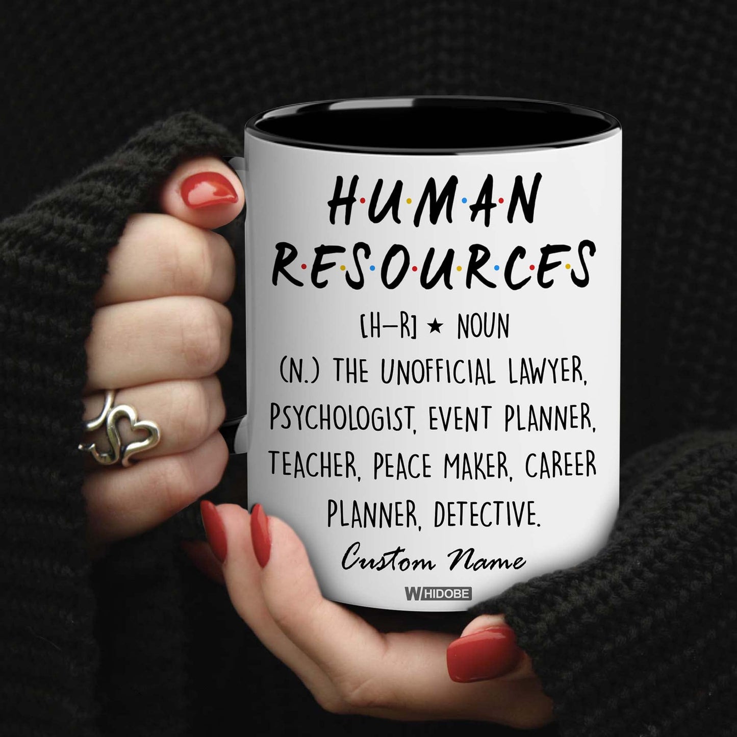 Human Resources Gifts for Women, Men, Dad, Mom, HR Mug, Funny HR Gifts for Women, Human Resources Office Decor, HR Gifts for Coworkers, Gift for HR Accent Black Mug, Mothers Fathers Day
