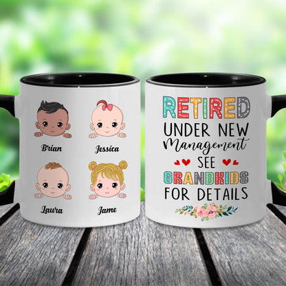 Retired Mug Retirement Mug Retired Under New Management See Grandkids For Details Mug Funny Happy Retirement Gift For Grandma Women From Grandkids On Mothers Day Birthday Christmas Accent 11OZ