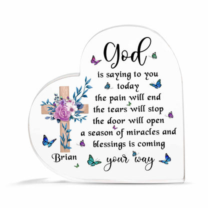 Christian Gifts, Family Religious Gifts for Men Women, Heart-shaped Christian Acrylic Plaque, Christmas Acrylic Plaque, Christian Decorations for Home, Religious Decor, Christian Friend Gifts