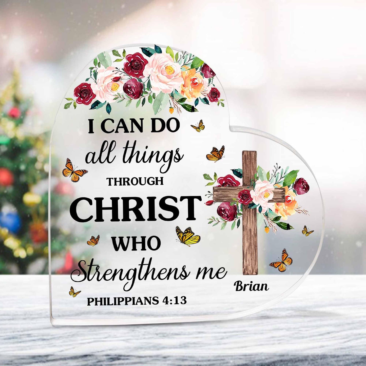 Christian Gifts, Family Religious Gifts for Men Women, Heart-shaped Christian Acrylic Plaque, Christmas Acrylic Plaque, Christian Decorations for Home, Religious Decor, Christian Friend Gifts