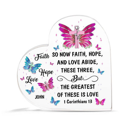 Christian Gifts, Family Religious Gifts for Men Women, Heart-shaped Christian Acrylic Plaque, Christmas Acrylic Plaque, Christian Decorations for Home, Religious Decor, Christian Friend Gifts