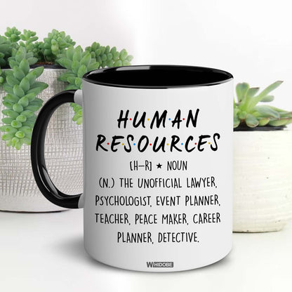 Human Resources Gifts for Women, Men, Dad, Mom, HR Mug, Funny HR Gifts for Women, Human Resources Office Decor, HR Gifts for Coworkers, Gift for HR Accent Black Mug, Mothers Fathers Day