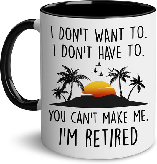WHIDOBE Funny Retirement Gifts Gag for Women Men, I'm Retired Mug, Dad Mom Husband Wife Boyfriend Humorous Nurse Teacher Retired Gag Gift Coffee Mug, Black, 11OZ