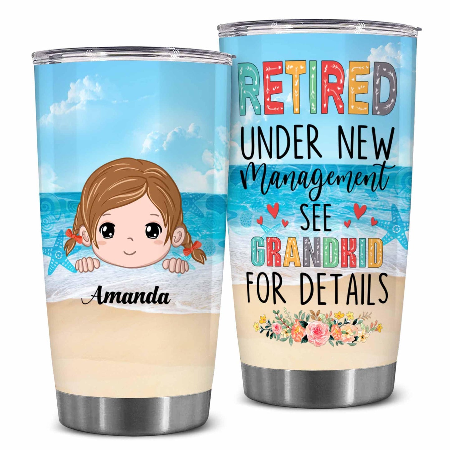 Retirement Gifts - Retirement Tumbler - Retired Under New Management See Wife For Details Tumbler, Quitter, Retired Gifts, Husband, Dad, Boyfriend, Men, Christmas, Fathers day, Boss 20OZ