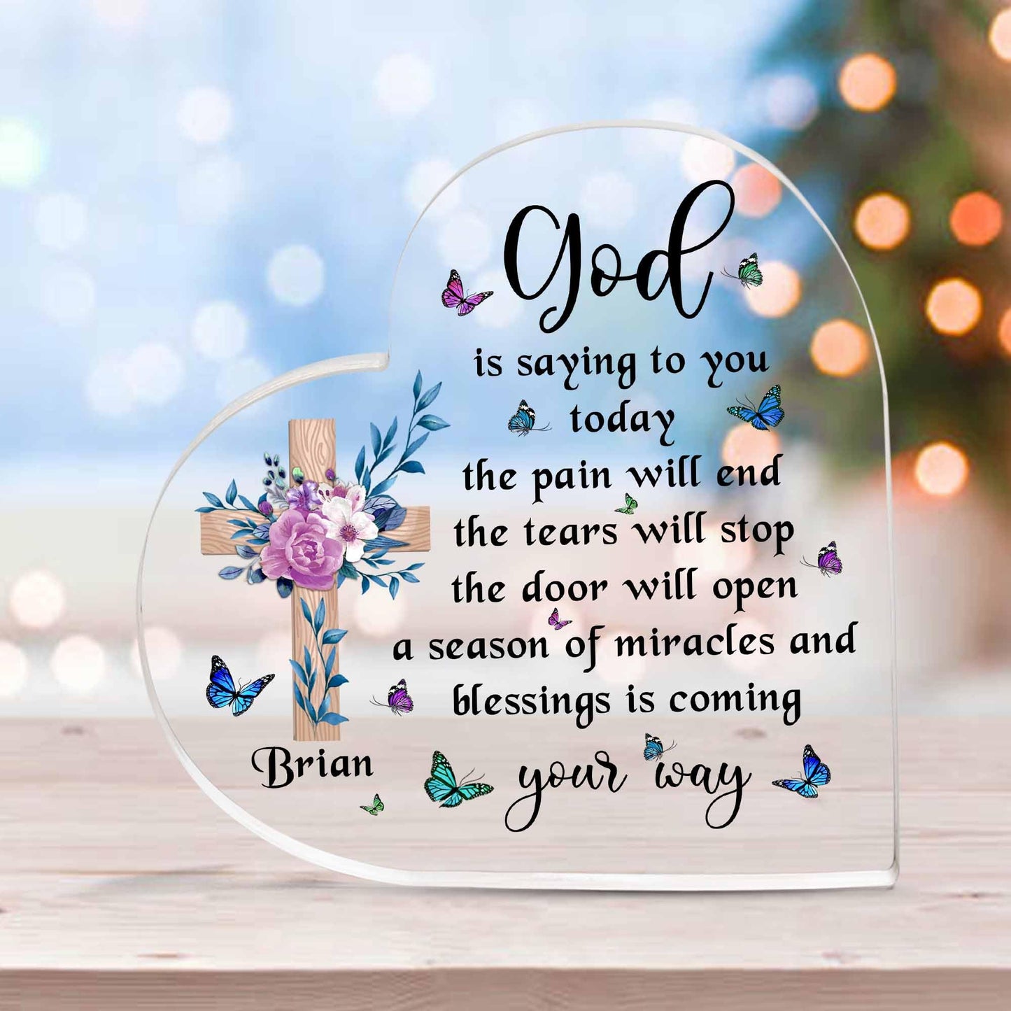 Christian Gifts, Family Religious Gifts for Men Women, Heart-shaped Christian Acrylic Plaque, Christmas Acrylic Plaque, Christian Decorations for Home, Religious Decor, Christian Friend Gifts