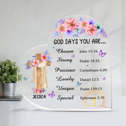 Christian Gifts, Family Religious Gifts for Men Women, Heart-shaped Christian Acrylic Plaque, Christmas Acrylic Plaque, Christian Decorations for Home, Religious Decor, Christian Friend Gifts