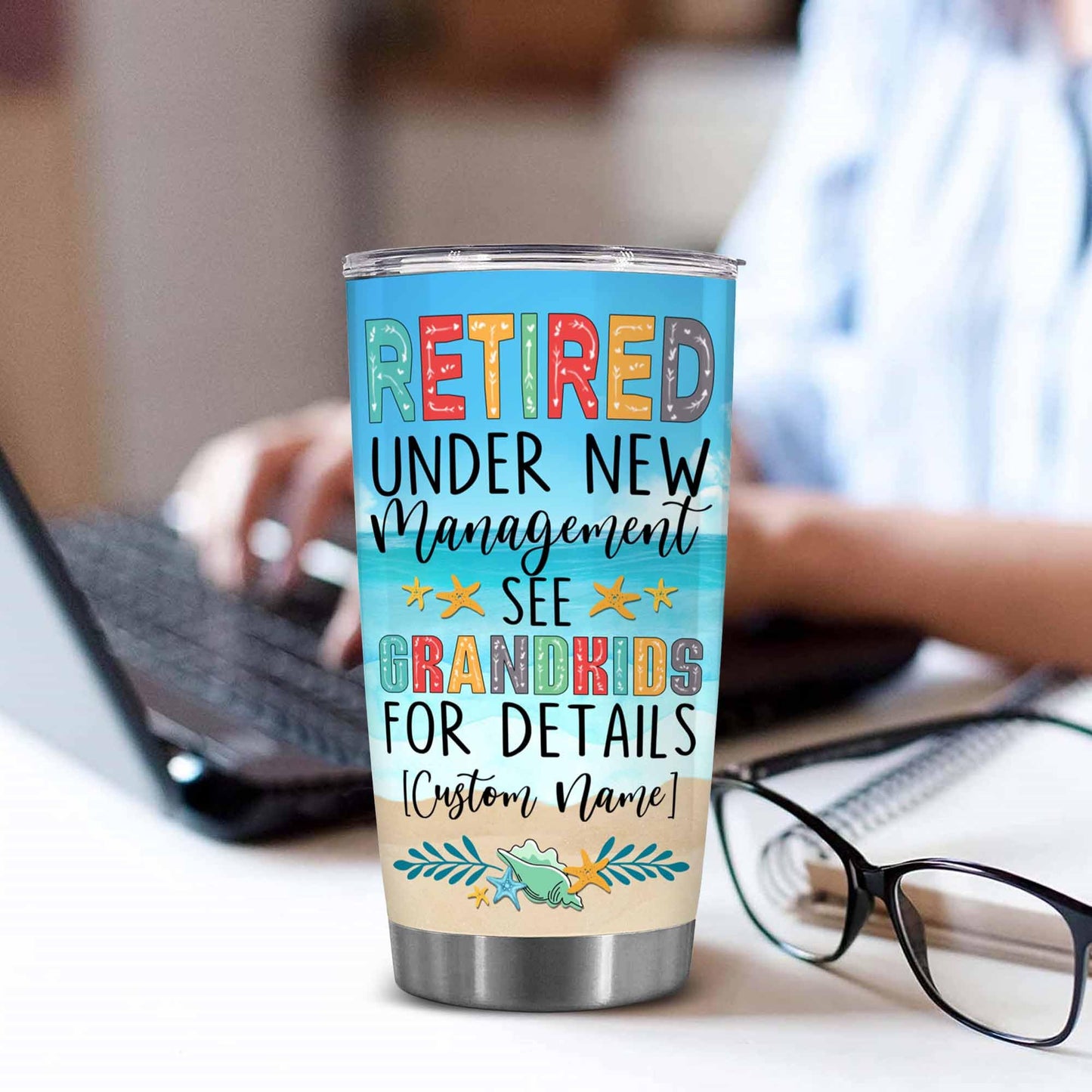 Retirement Gifts - Retirement Tumbler - Retired Under New Management See Wife For Details Tumbler, Quitter, Retired Gifts, Husband, Dad, Boyfriend, Men, Christmas, Fathers day, Boss 20OZ