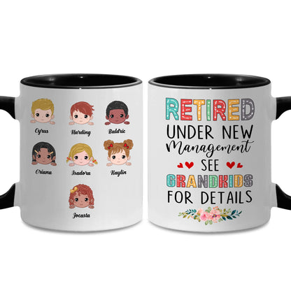 Retired Mug Retirement Mug Retired Under New Management See Grandkids For Details Mug Funny Happy Retirement Gift For Grandma Women From Grandkids On Mothers Day Birthday Christmas Accent 11OZ