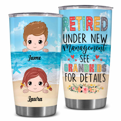 Retirement Gifts - Retirement Tumbler - Retired Under New Management See Wife For Details Tumbler, Quitter, Retired Gifts, Husband, Dad, Boyfriend, Men, Christmas, Fathers day, Boss 20OZ