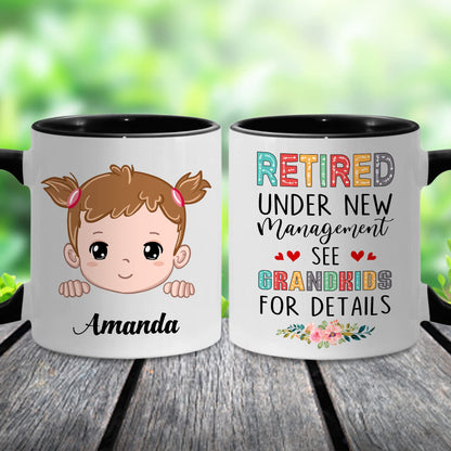 Retired Mug Retirement Mug Retired Under New Management See Grandkids For Details Mug Funny Happy Retirement Gift For Grandma Women From Grandkids On Mothers Day Birthday Christmas Accent 11OZ