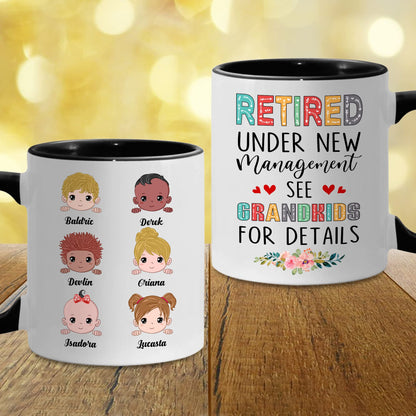Retired Mug Retirement Mug Retired Under New Management See Grandkids For Details Mug Funny Happy Retirement Gift For Grandma Women From Grandkids On Mothers Day Birthday Christmas Accent 11OZ