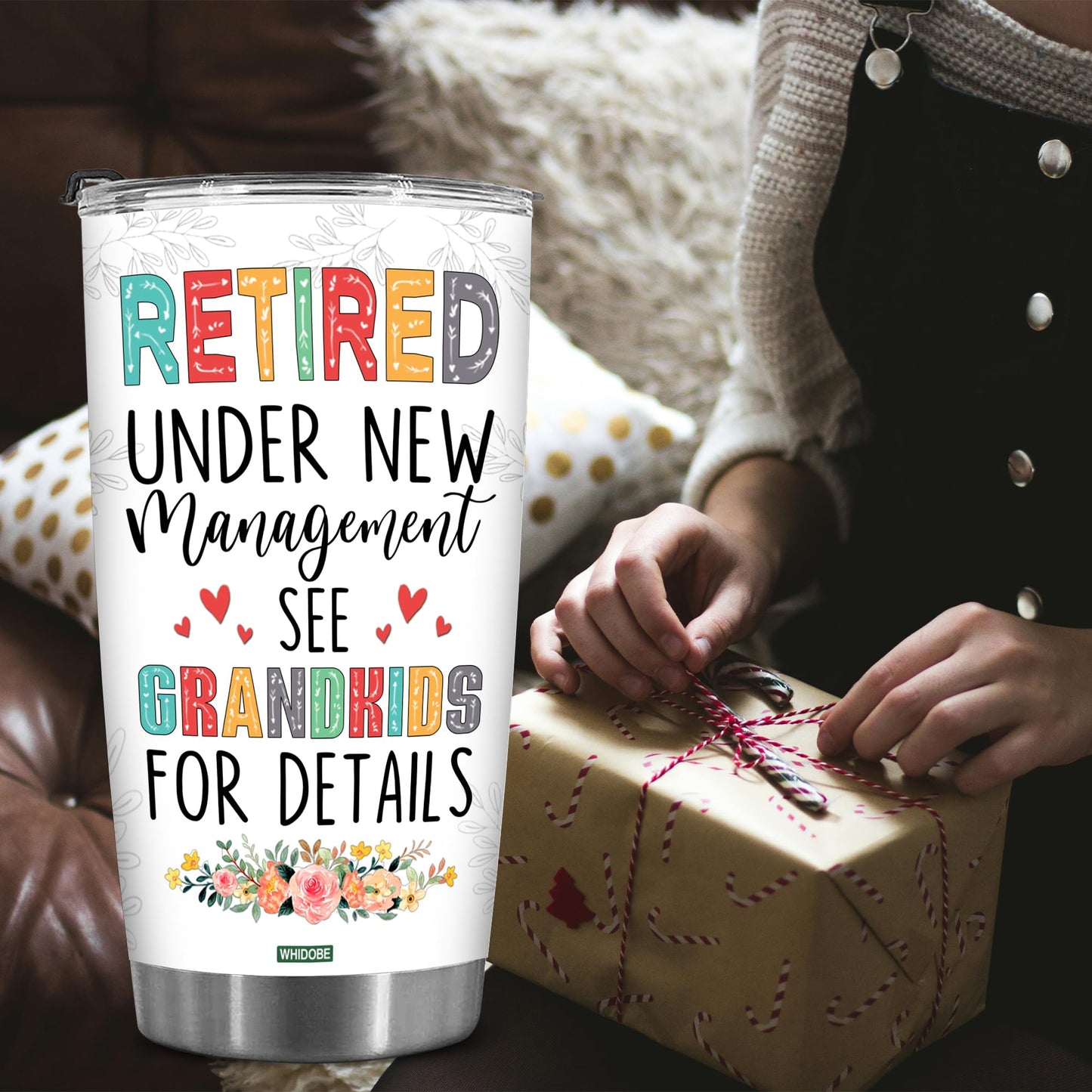 Retired Tumbler Retired Under New Management See Grandkids For Details Tumbler Funny Happy Retirement Gift For Grandma Women From Grandkids On Mothers Day Birthday Anniversary Christmas