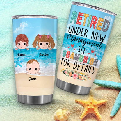 Retirement Gifts - Retirement Tumbler - Retired Under New Management See Wife For Details Tumbler, Quitter, Retired Gifts, Husband, Dad, Boyfriend, Men, Christmas, Fathers day, Boss 20OZ