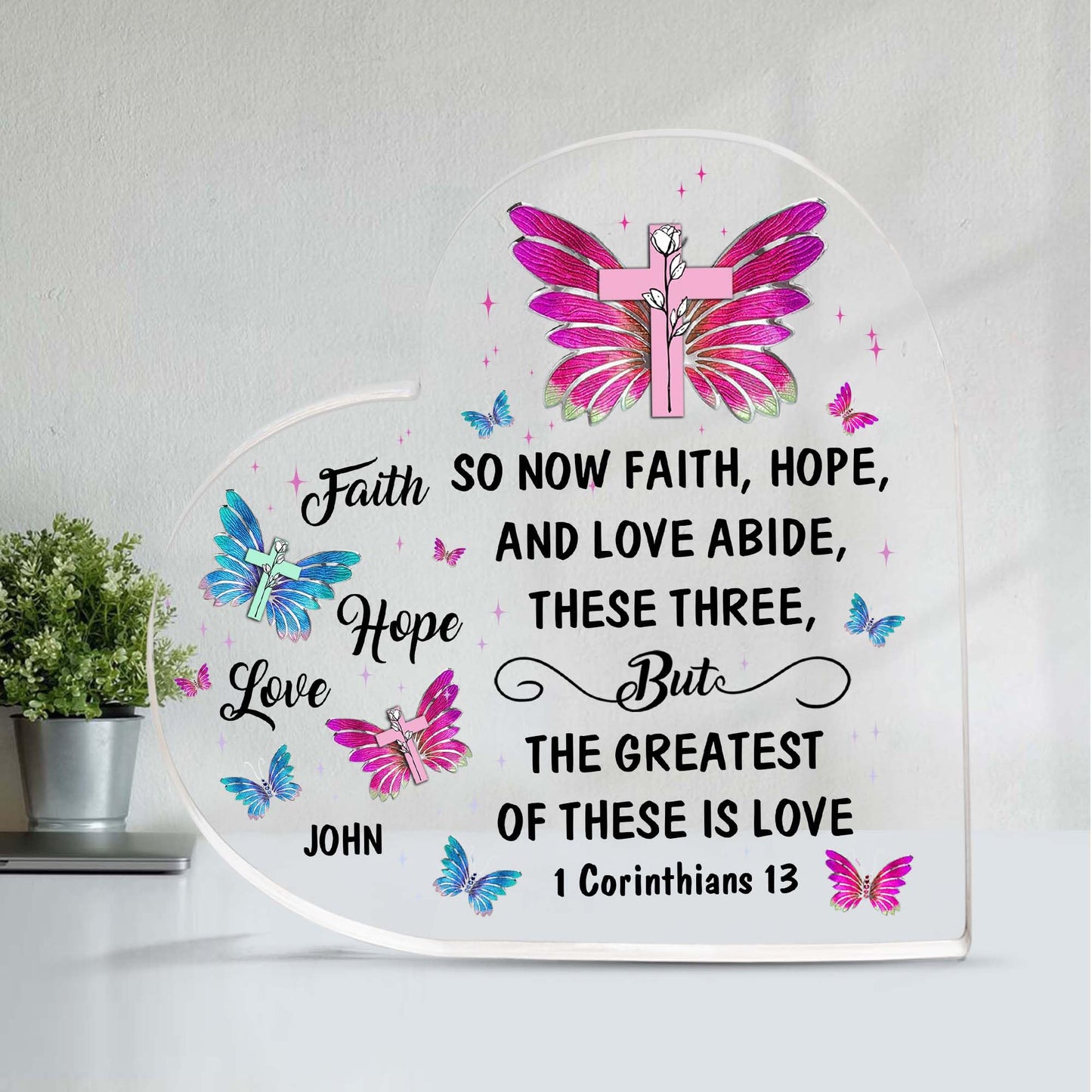 Christian Gifts, Family Religious Gifts for Men Women, Heart-shaped Christian Acrylic Plaque, Christmas Acrylic Plaque, Christian Decorations for Home, Religious Decor, Christian Friend Gifts